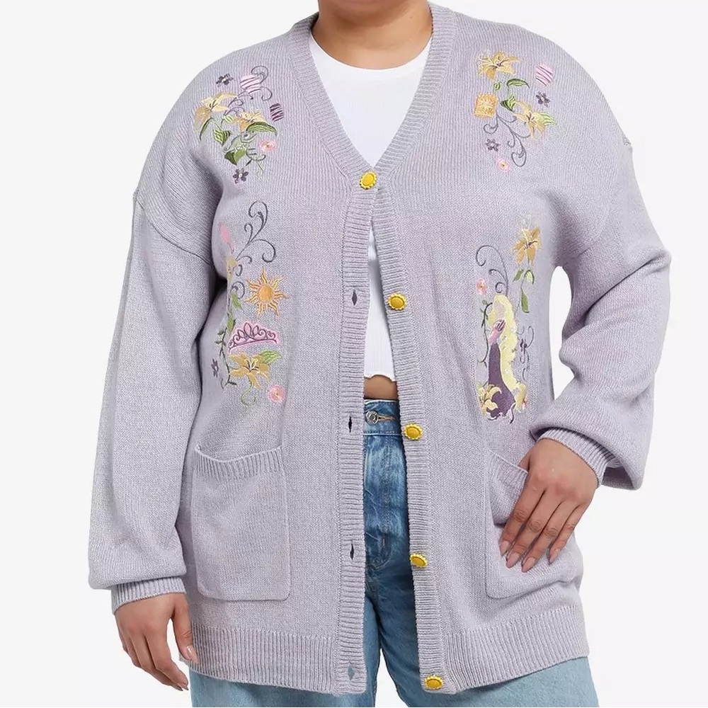 Disney Tangled Rapunzel & Flowers Girls Cardigan Size‎ Hot Topic